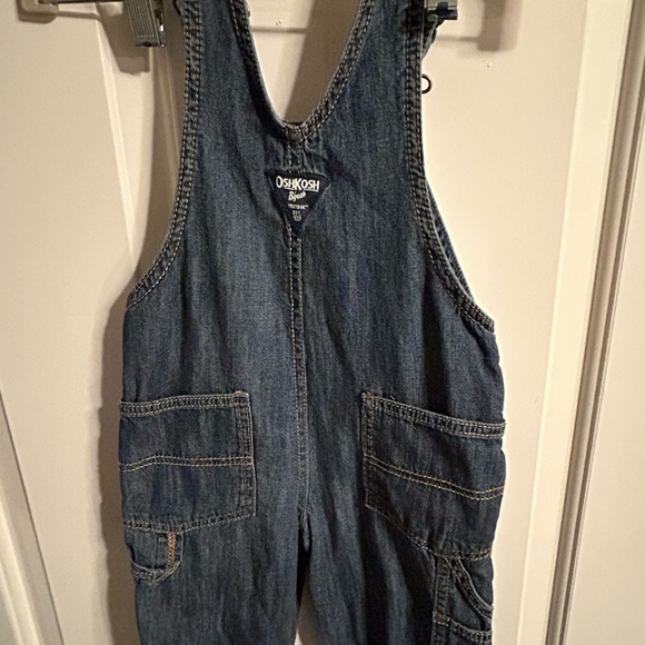 Oshkosh B’Gosh Kids Toddlers Denim Overalls Flannel Lined size 2T - Picture 6 of 11